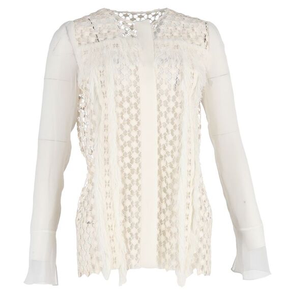 Chloé Lace-Detail Blouse in Cream Cotton